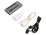 Hub USB LOGILINK UA0447, 2x USB-A + 7x USB-C, USB 3.2 Gen 1, 1m, Gri