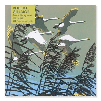 Adult Jigsaw Puzzle Robert Gillmor: Swans Flying Over the Reeds (500 Pieces): 500-Piece Jigsaw Puzzles foto