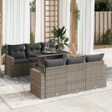 Gossi set canapele de gradina, 7 piese, cu perne, gri, poliratan