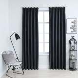 Draperii opace cu c&acirc;rlige, 2 buc., antracit, 140 x 245 cm