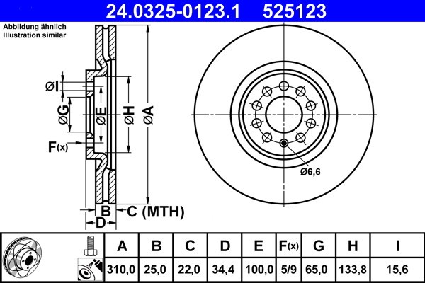 ATE 24.0325-0123.1 PowerDisc Disc frana