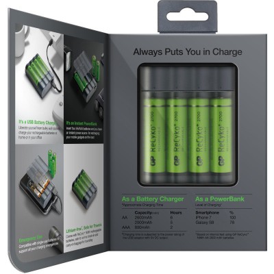 Incarcator GP Batteries, Recyko compatibil NiMH (AA/AAA), include 4 x 2700 mAh foto