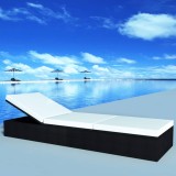 vidaXL Șezlong Negru poliratan 41785