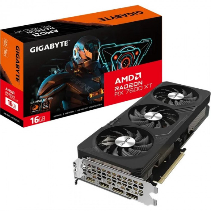 Placa video Gigabyte AMD Radeon RX 7600 XT Gaming OC 16G, 16 GB GDDR6, 128 Bit