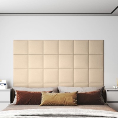 vidaXL Panouri de perete 12 buc. crem 30x30 cm material textil 1,08 m&amp;sup2; foto