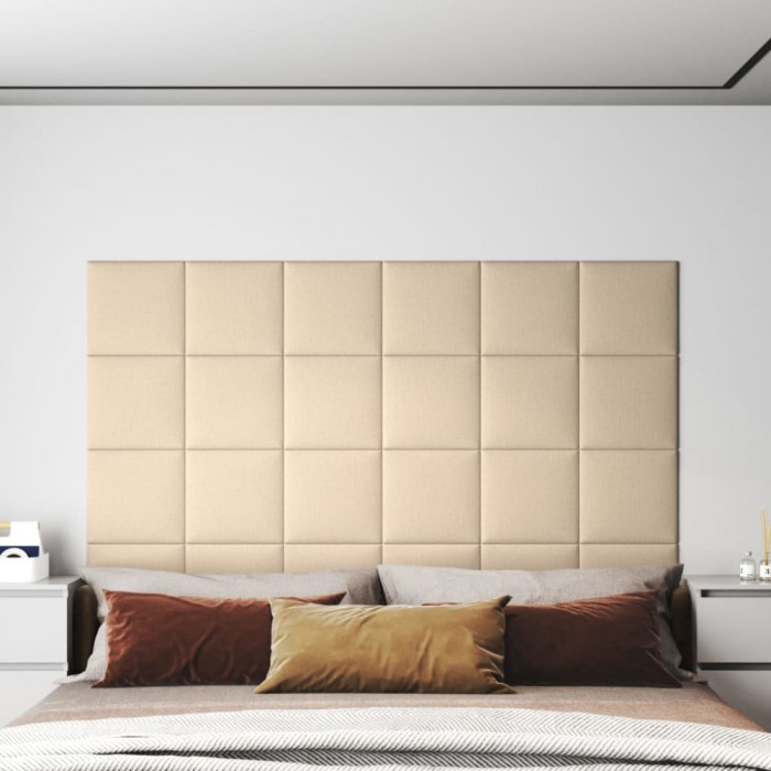 vidaXL Panouri de perete 12 buc. crem 30x30 cm material textil 1,08 m&sup2;