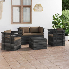 vidaXL Set mobilier grădină paleți cu perne 5 piese lemn masiv pin foto