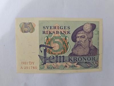 Suedia 5 Kronor 1981 Noua foto
