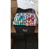 Set 120 markere cu alcool, cutie plastic inclusa, flippy, multicolor