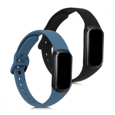Set 2 Curele pentru Samsung Galaxy Fit (SM-R370), kwmobile, Silicon, Albastru / Negru, 50233.73 foto