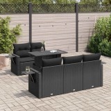 Gossi set mobilier de gradina cu perne, 6 piese, negru, poliratan