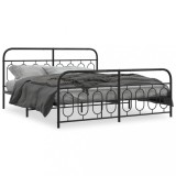 VidaXL Cadru pat metalic cu tăblii de cap/picioare, negru, 183x213 cm