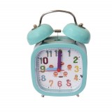 Ceas de masa desteptator pentru copii Pufo Little Friends, cu buton de iluminare cadran, 15 cm, patrat, verde