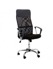 Scaun birou ergonomic mesh OFF 907, baza cromata, cu tetiera, mecanism de balans, 110 kg
