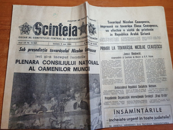 scanteia 5 mai 1984-plenara consiliul oamenilor muncii,art. jud. teleorman