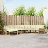 vidaXL Set de canapele de exterior cu pernă 7 pcs Alb și crem 3388900