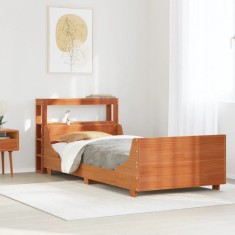 vidaXL Cadru pat fără saltea, maro ceruit, 75x190 cm, lemn masiv pin 3306485