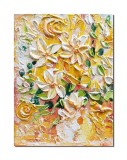 Cumpara ieftin Tablou impasto pictat manual, Margarete stilizate, 40x30cm acril pe panza in relief efect 3D, Kenny Varniote