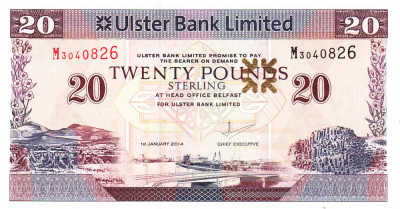 Irlanda de Nord 20 Pounds 2014 P-342b UNC foto