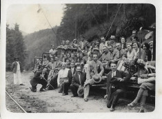 B717 Tren CFR vagon defileu Ciucea angajati SAR de Telefoane anii 1930 foto