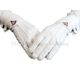 M?nu?i Albe cu Simbol Ro?u - Echer, Compas ?i Litera G - Bumbac Premium