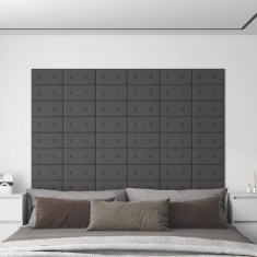 vidaXL Panouri de perete 12 buc. gri, 30x15 cm piele ecologică 0,54 m&sup2;