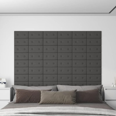 vidaXL Panouri de perete 12 buc. gri, 30x15 cm piele ecologică 0,54 m&amp;sup2; foto