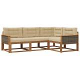vidaXL Set de canapele de exterior cu pernă 4 pcs Natural și Bej 3382521
