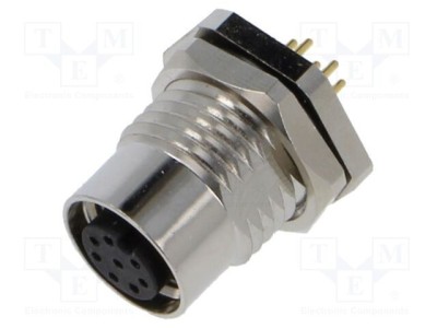 Conector M12 soclu mamă 8 pini drept THT 1,5A 30V IP67 LUTRONIC foto