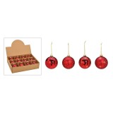 Glob din sticla rosu cu auriu set de 12, diametru 8 cm, Jad