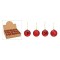 Glob din sticla rosu cu auriu set de 12, diametru 8 cm