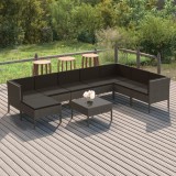 vidaXL Set mobilier de grădină cu perne, 9 piese, gri, poliratan 3094426