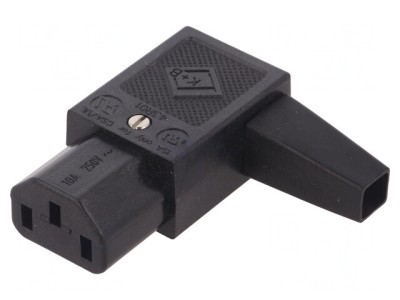 Conector Alimentare AC Mufă Mamă 10A 250V IEC 60320 St&amp;acirc;nga foto