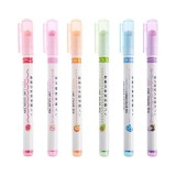 Cumpara ieftin Set 6 markere decorative Creative Curve, multicolor, 13.5 cm, cu rola pentru modele creative, varf fin pentru scriere, in carcasa transparenta, pentru