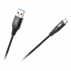 Cablu USB - USB Type C 0.5m negru panzat REBEL
