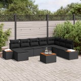 vidaXL Set de canapele pentru grădină cu pernă 9 pcs Negru Poliratan 3356818
