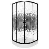 Cumpara ieftin Cabină de duș curbată Pixel Black 80 cu cădiță de duș