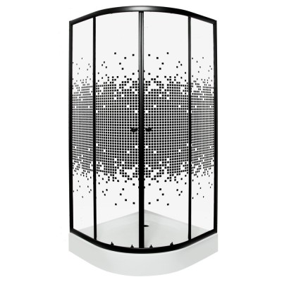 Cabină de duș curbată Pixel Black 80 cu cădiță de duș foto