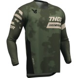 MBS Tricou motocross/enduro THOR LAUNCHMODE BLEACH, negru/verde-armata, M, Cod Produs: 29108395PE