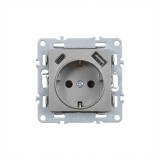 Priză Leziter Nova cu 2x USB (A+C, 2A), 16A, 250V, Gri, Alb, Montare &Icirc;ncăstrată, IP20