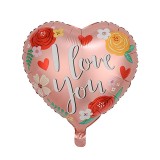 Balon din Folie Metalizata, Cyrax, Figurina Inimioara, Model I LOVE YOU, Tematica Iubire, 45 cm, Ambalaj Individual, Pai Inclus, Umflare cu Aer sau He