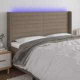 vidaXL Tăblie de pat cu LED, gri taupe, 203x16x118/128 cm, textil