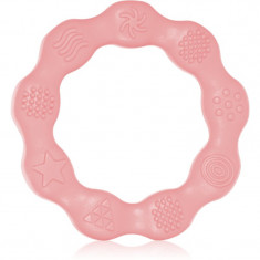 BabyOno Be Active Silicone Teether Ring jucărie pentru dentiție Pink 1 buc