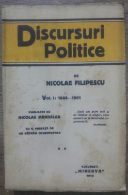 Discursuri politice de Nicolae Filipescu// vol I, 1912 foto