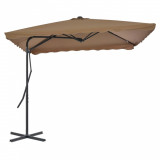 Umbrelă soare de exterior, st&acirc;lp oțel, gri taupe, 250 x 250 cm, vidaXL