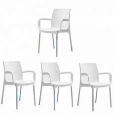 Set 4 scaune pentru curte SUNSET culoare alba 55x58x82cm B004169-42336 Raki foto
