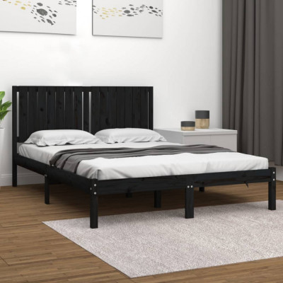 vidaXL Cadru de pat, negru, 160x200 cm, lemn masiv de pin foto
