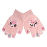 Mănuși de Iarnă Unicorn Roz cu Glitter \"Happy\" pentru Copii 6-10 Ani, CMCLASS