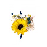 Cocarda pentru nunta traditionala cu floarea soarelui din sapun si Flori Naturale Uscate
