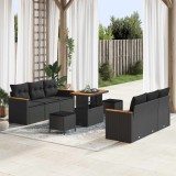 vidaXL Set de canapele pentru grădină cu pernă Negru Rattan poli 3364949